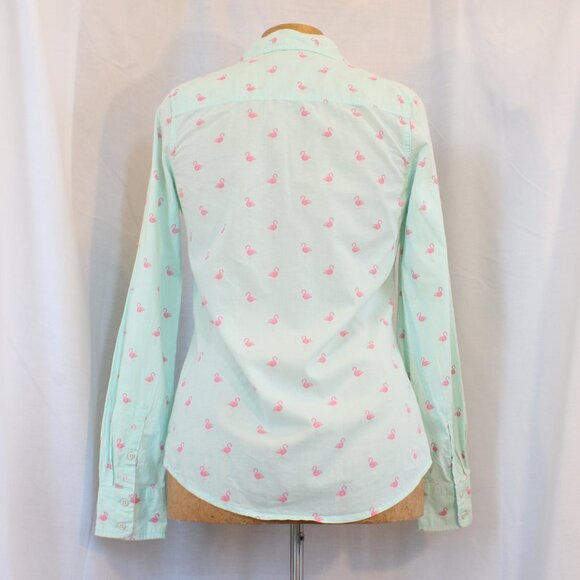 Merona Pink & Green Flamingo Buttondown - Picture 2 of 7